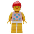 fig-008716 – Woman, Tied Pink Tank Top with Flowers, Yellow Legs, Red Hair