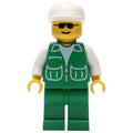 fig-008720 – Man, Green Jacket, Green Legs, White Cap, Sunglasses