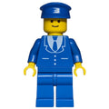 fig-008736 – Man, Blue Suit with Tie and Three Buttons, Blue Hat