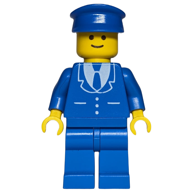 fig-008736 – Man, Blue Suit with Tie and Three Buttons, Blue Hat
