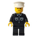 fig-008738 – Man, Black Shirt with Buttons and Pockets, Black Legs, White Hat