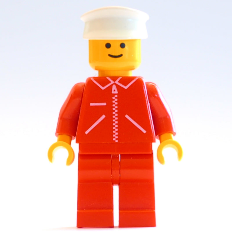 fig-008739 – Man, Red Jacket with Zipper, Red Legs, White Hat