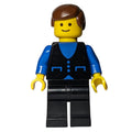 fig-008743 – Man, Black Vest over Blue Shirt, Black Legs, Brown Hair