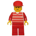 fig-008747 – Man, White and Red Striped Shirt, Red Legs, Red Cap