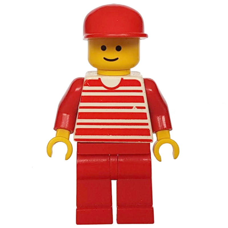 fig-008747 – Man, White and Red Striped Shirt, Red Legs, Red Cap