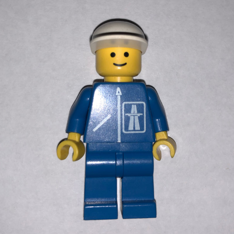 fig-008750 – Man, Blue Jacket with Highway Logo, Blue Legs, White Cap