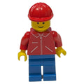 fig-008752 – Man, Red Jacket with Zipper, Blue Legs, Red Hard Hat