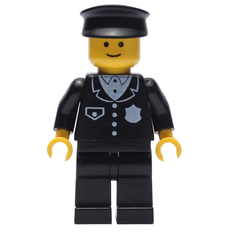 fig-008756 – Policeman, Black Suit with Badge, Black Hat (3626b Head)