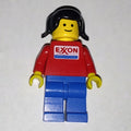 fig-008810 – Woman, Red Torso with Exxon Logo, Blue Legs, Black Hair