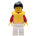 fig-008821 – Woman, Red and White Striped Shirt, White Legs, Black Hair, Yellow Life Vest