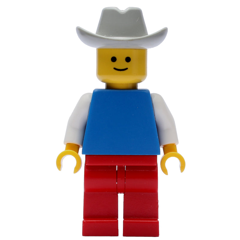 fig-008837 – Man, Blue Torso, Red Legs, Light Gray Cowboy Hat