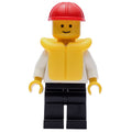 fig-008841 – Sailor, White Top with Anchor, Red Hard Hat, Yellow Life Vest