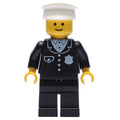 fig-008842 – Policeman, Black Suit with Pocket and Badge, White Hat (3626b Head)