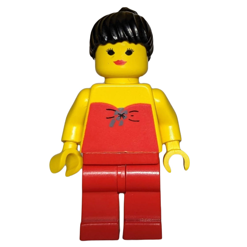 fig-008848 – Woman, Red Halter Top, Red Legs, Black Ponytail Hair