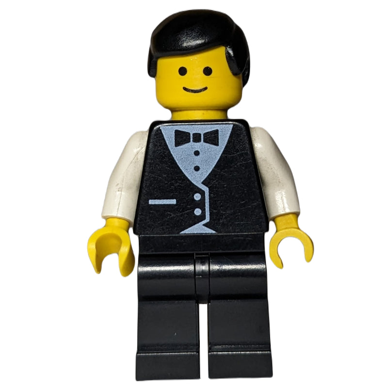 fig-008857 – Waiter, Man, Black Suit and Bow Tie, Black Hair (3626a Head)