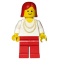 fig-008858 – Woman, White Shirt with Gold Necklace, Red Legs, Red Hair (3626a Head)