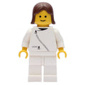 fig-008870 – Woman, White Jacket with Zipper, White Legs, Brown Hair
