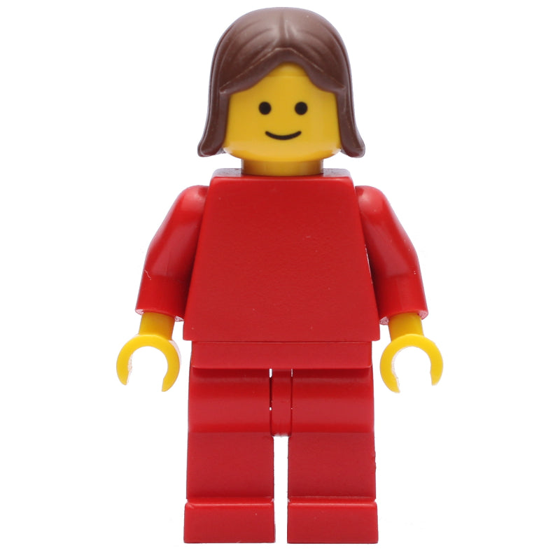 fig-008874 – Woman, Red Torso, Red Legs, Brown Hair (3626b Head)