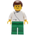 fig-008878 – Man, White Jacket with Zipper, Green Legs, Brown Hair