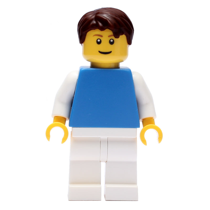 fig-008881 – Man, Blue Torso, White Legs, Dark Brown Hair