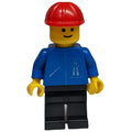 fig-008885 – Man, Blue Jacket with Highway Logo, Black Legs, Red Hard Hat