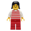 fig-008888 – Woman, Red and White Striped Shirt, Red Legs, Black Hair