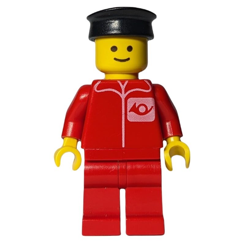 fig-008894 – Postal Worker, Red Shirt with Horn Logo, Red Legs, Black Hat