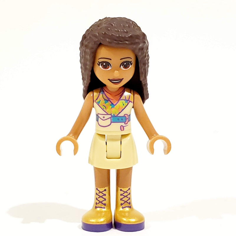 fig-008903 – Andrea - Tan Jacket, Tan Skirt, Dark Brown Hair