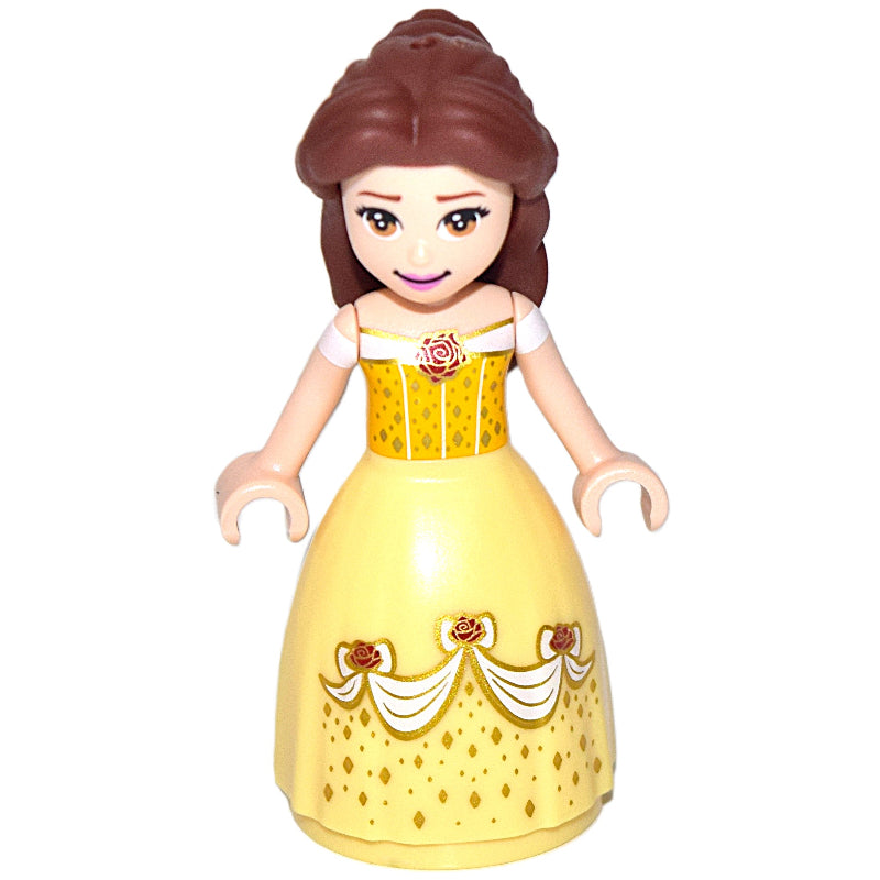 fig-008924 – Belle, Bright Light Orange and Bright Light Yellow Full Dress with Roses, Closed Mouth