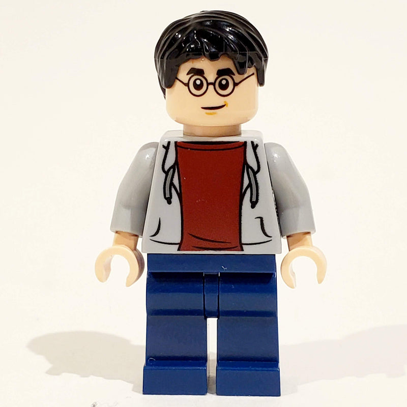 fig-008936 – Harry Potter, Open Light Bluish Gray Jacket over Dark Red Shirt, Dark Blue Legs