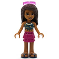 fig-008961 – Andrea - Dark Turquoise Top, Magenta Skirt, Dark Brown Hair, Glasses