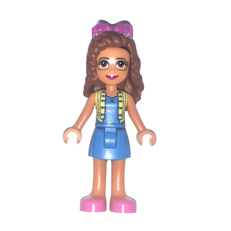 fig-008971 – Olivia - Bright Light Yellow Jacket, Dark Azure Skirt, Glasses