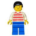 fig-008986 – Man, Red and White Striped Shirt, Blue Legs, Black Hair