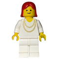 fig-008987 – Woman, White Shirt with Gold Necklace, White Legs, Red Hair