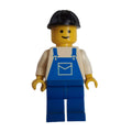 fig-008990 – Man, Blue Overalls, Black Hard Hat