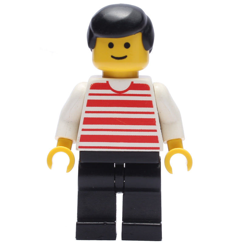 fig-008994 – Man, Red and White Striped Shirt, Black Legs, Black Hair