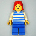 fig-008995 – Woman, Blue and White Stripe Shirt, Blue Legs, Red Hair