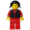 fig-008996 – Woman, Black Vest over Red Top, Red Legs, Black Hair