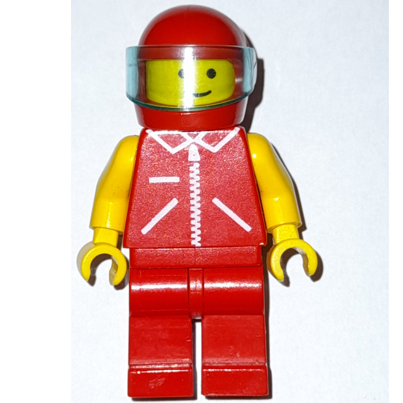 fig-009003 – Man, Red Jacket with Zipper and Pockets, Red Legs, Red Helmet with Visor