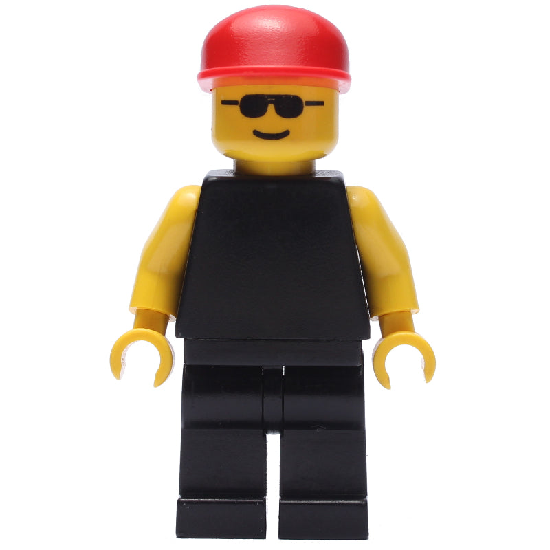 fig-009004 – Man, Plain Black, Red Cap, Sunglasses
