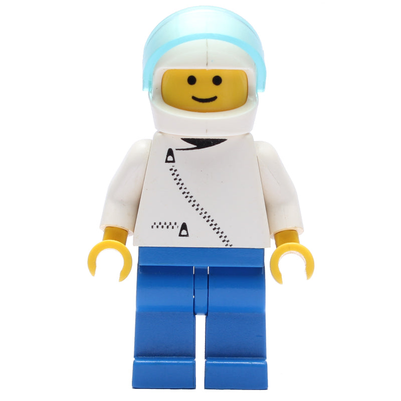 fig-009005 – Man, White Jacket with Zipper, Blue Legs, White Helmet with Visor