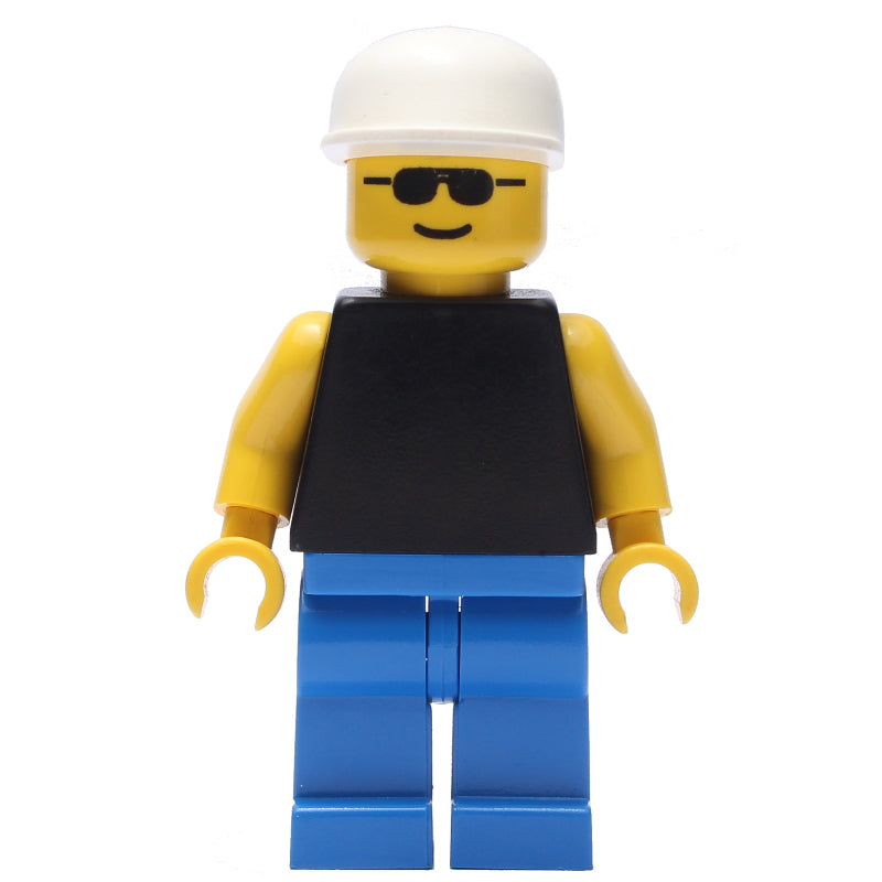 fig-009014 – Man, Black Torso, Blue Legs, White Cap, Sunglasses