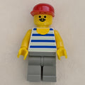 fig-009018 – Man, Blue and White Striped Tank Top, Red Cap, Moustache