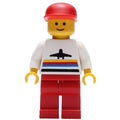 fig-009024 – Man, White Shirt with Airplane, Red Legs, Red Cap