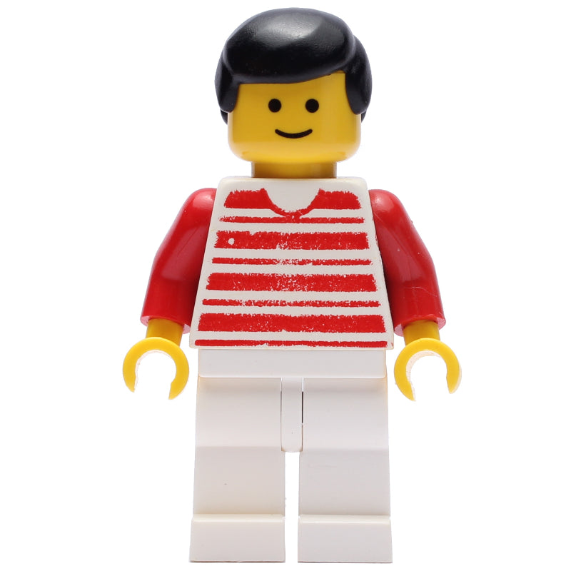 fig-009026 – Man, White and Red Striped Shirt, White Legs, Black Hair