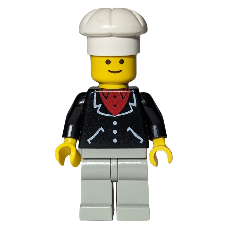 fig-009030 – Chef, Black Jacket over Red Shirt, Light Gray Legs