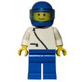 fig-009039 – Man, White Jacket with Zipper, Blue Legs, Blue Helmet with Visor