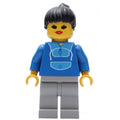 fig-009043 – Woman, Blue and Light Gray Jogging Suit, Black Hair