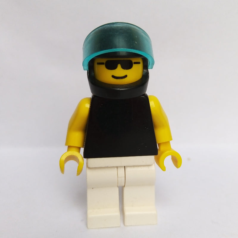 fig-009047 – Man, Black Torso, White Legs, Black Helmet with Visor, Sunglasses