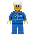 fig-009049 – Man, Blue Jumpsuit with Octan Logo, White Cap